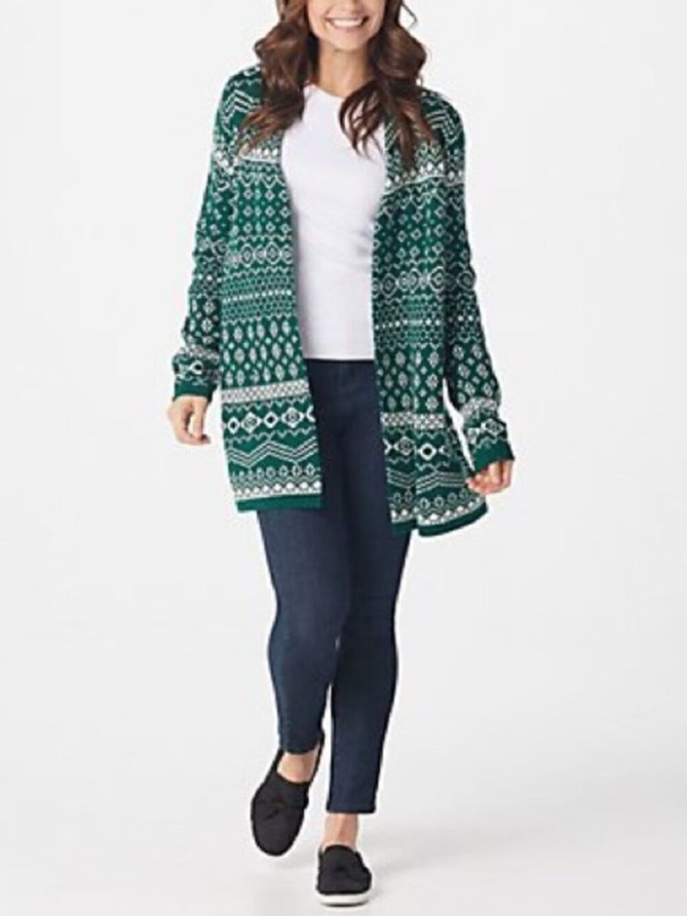 Denim & Co. Jacquard Open-Front Cardigan